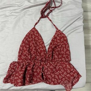 Halter open back crop top